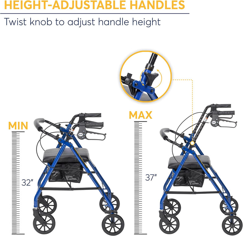 Portable Rollator | Foldable Walker with Seat