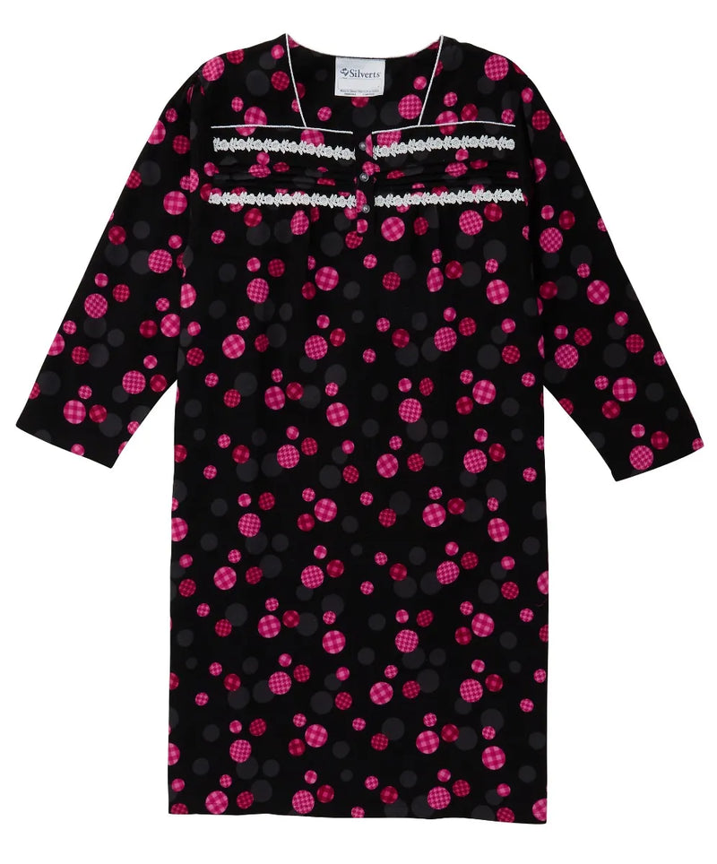 Women’s Open Back Adaptive 100% Cotton Flannel Hospital Gown With Snaps