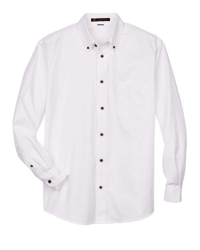 Men's Long-Sleeve Twill Shirt with Stain-Release