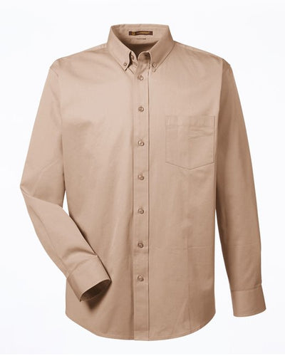 Men's 100% Cotton Long-Sleeve Button Up Twill Shirt