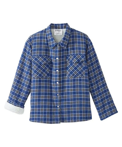 Sherpa Lined Plaid Overshirt with Magnetic Closure